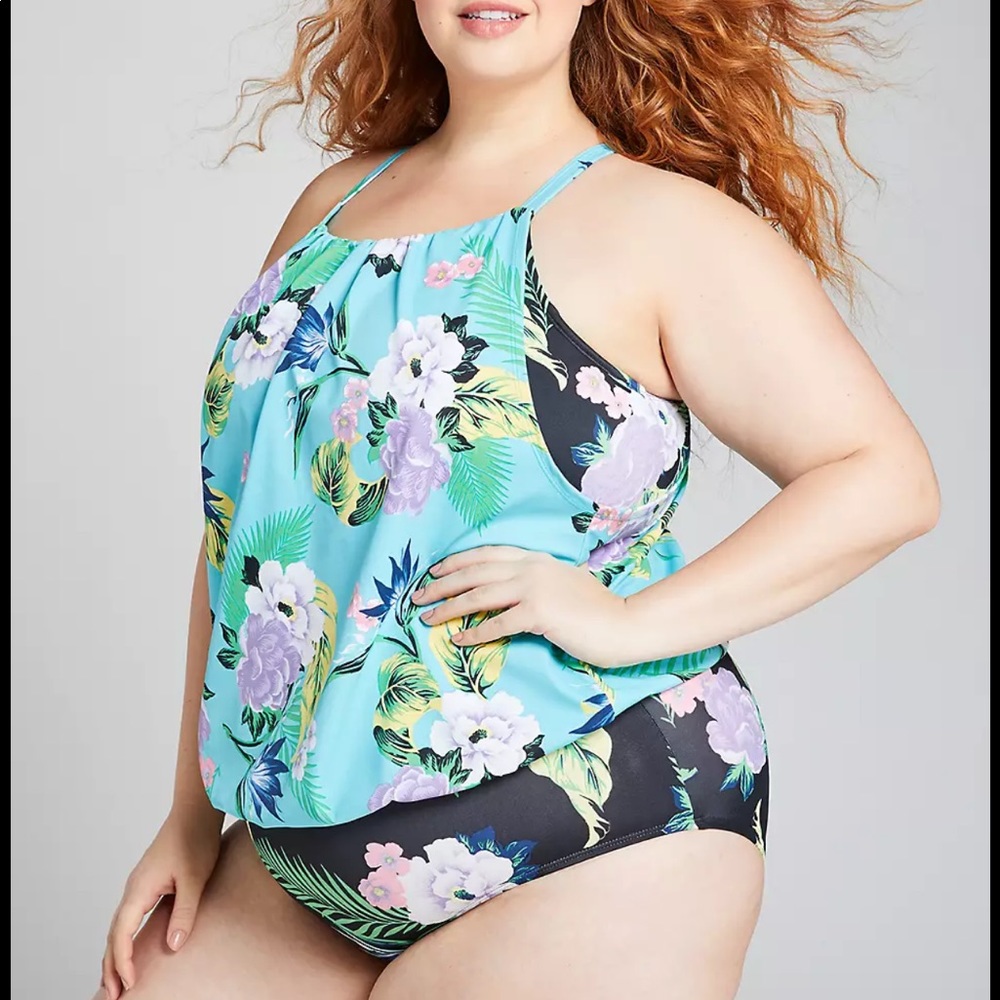 Lane Bryant Tankini Swimsuit Set No Wire 28 Tropic
